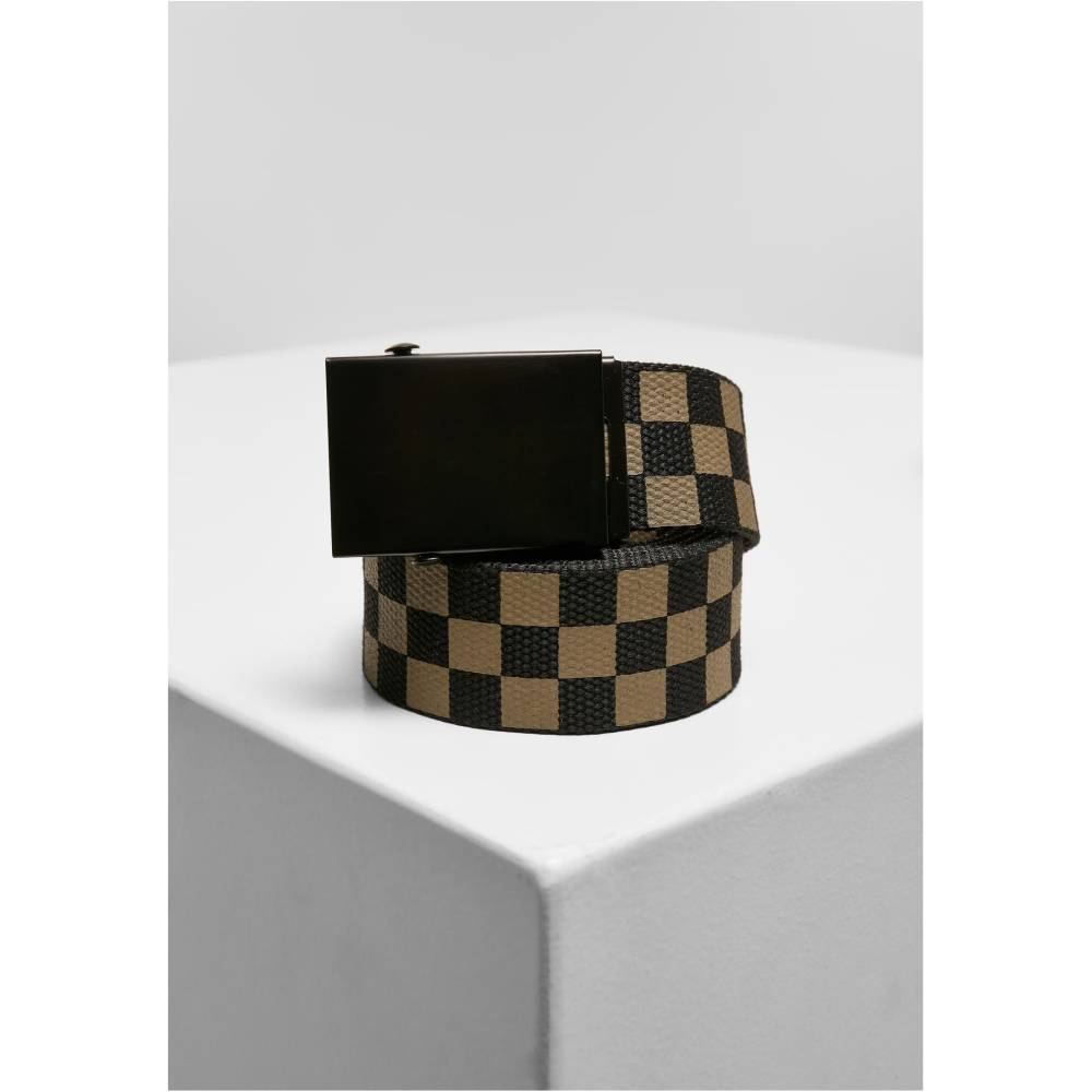 Urban Classics - Check and Solid 2pack Canvas riem - Groen/Zwart